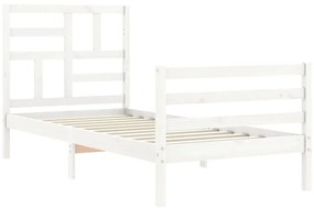 Estrutura cama de solteiro c/ cabeceira madeira maciça branco