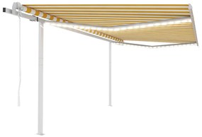 Toldo automático c/ LED e sensor de vento 4x3 m amarelo/branco