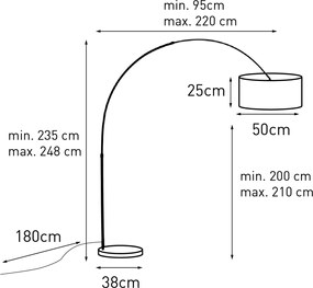 Candeeiro de pé em aço com abajur laranja e interior dourado 50cm - XXL