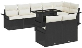 Conjunto de Sofá para Jardim vidaXL com Almofadas Preto Rattan Poliéster