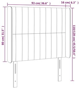 Cabeceira cama c/ luzes LED tecido 93x16x118/128 cm cinza-claro