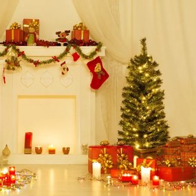 Árvore Natal de entrada de 120 cm com 100 luzes LED temporizadas, 3 modos de iluminação e 160 pontas de ramos Verde+dourado