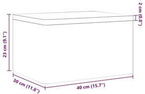 Caixa de madeira tampa preta 40x30x23cm pinho madeira maciça