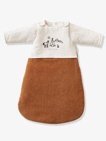 Saco de bebé bimatéria, com mangas amovíveis, Pequeno Nómada castanho medio liso com motivo
