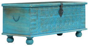Arca de arrumos madeira mangueira maciça 100x40x41 cm azul