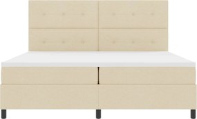 vidaXL Cama Box com colchão com led Creme 200 x 200 cm tecido