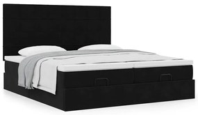 Estrutura de cama otomana com colchões 160x200 cm veludo preto