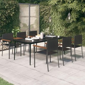 vidaXL 7 pcs conjunto de jantar para jardim preto