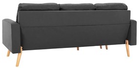 Sofá Ginger Chaise Longue -  Cor Cinza Escuro - De 3 Lugares - Tecido