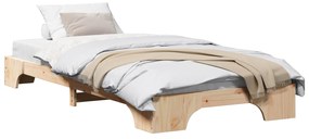 Estrutura de Cama Natural Madeira de Pinho 90 x 200 cm Durável