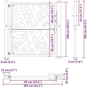 Portão de jardim 105x105 cm design de luz em aço resistente