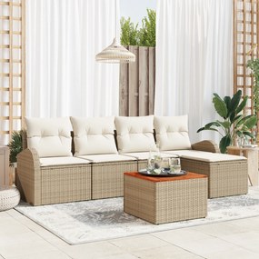 Conjunto de Sofás de Jardim vidaXL com Almofadas Bege Vime PE Acácia
