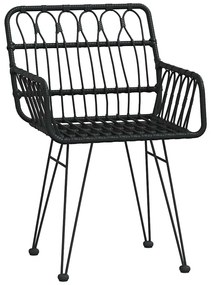 Conjunto de Jantar de Jardim com 7 Peças em Rattan Preto
