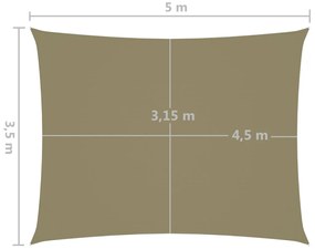 Para-sol estilo vela tecido oxford retangular 3,5x5 m bege