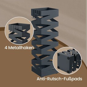 Suporte para guarda-chuvas quadrado 15,5 x 15,5 x 49 cm preto