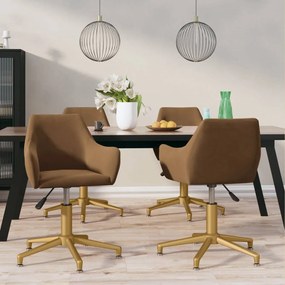 vidaXL Cadeiras de jantar giratórias 4 pcs veludo castanho