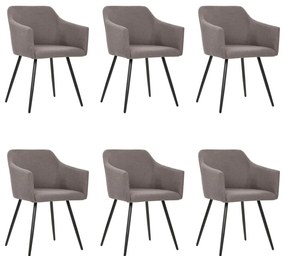 vidaXL Cadeiras de jantar 6 pcs tecido cinzento-acastanhado