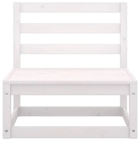 3 pcs conjunto lounge jardim c/ almofadões pinho maciço branco