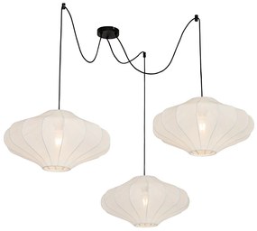 Candeeiro de suspensão design branco 50 cm 3 luzes - Plu Japandi