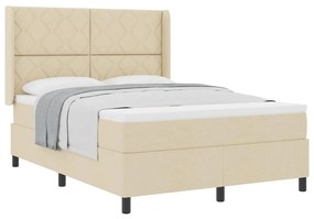 Cama com Estrado e Colchão - Creme - 140x190 cm - Tecido