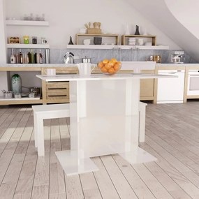 vidaXL Mesa de jantar 110x60x75 cm contraplacado branco brilhante