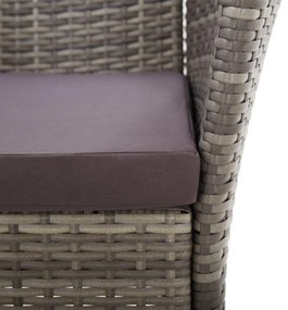 7 pcs conjunto jantar vime PE madeira acácia maciça cinzento