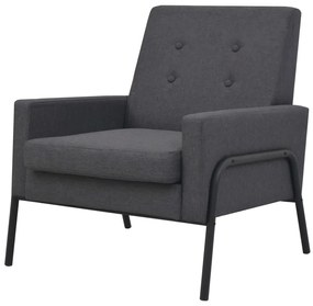 vidaXL Poltrona em aço e tecido cinzento-escuro
