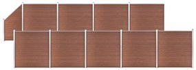 vidaXL Painel vedação WPC 9 quadrados+1 inclinado 1657x186cm castanho
