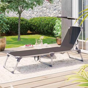 Espreguiçadeira de jardim com cobertura para o sol 55 x 193 x 31 cm Cinzento fumado