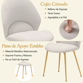 Conjunto de 2 cadeiras de jantar estofada com costas curvas Costas Assento largo sem braços para sala de estar Sala de jantar Carga 150 kg Cinzento