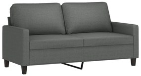 2 pcs conjunto de sofás com almofadões tecido cinzento-escuro