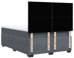 Cama com molas/colchão 140x200 cm veludo cinzento-escuro