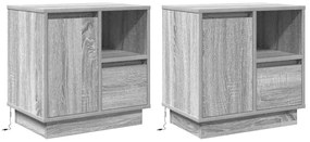 Cômodas de Canto com LED 2 pcs Cinza Sonoma 50x34,5x50 cm