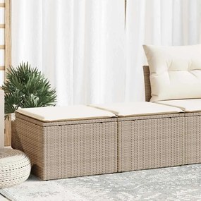 2 pcs conj. sofás p/ jardim c/ almofadões vime PE/acácia bege