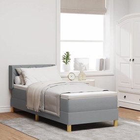 vidaXL Cama Box com Colchão em Cinza Claro, 80 x 200 cm, Tecido