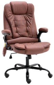 Cadeira escritório c/ massagem couro genuíno castanho-claro