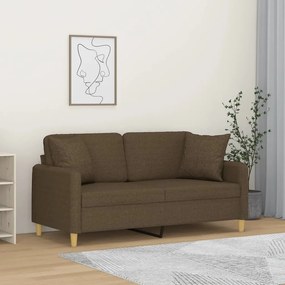 vidaXL Sofá 2 lugares c/ almofadas e almofadões 140 cm tecido castanho