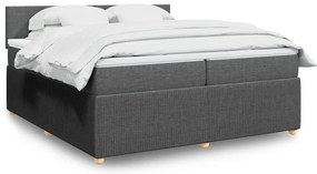 vidaXL Cama com molas/colchão 200x200 cm tecido cinzento-escuro