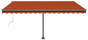 Toldo autom. LED e sensor de vento 400x300 cm laranja/castanho