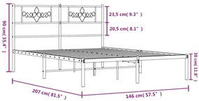 Estrutura de cama com cabeceira 140x200 cm metal branco