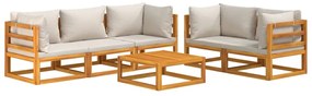 6pcs conjunto lounge de jardim madeira c/almofadões cinza-claro