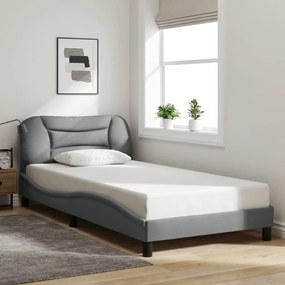 Estrutura de cama sem colchão 100x200 cm tecido cinzento-claro