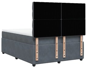 Cama com molas/colchão 140x190 cm veludo cinzento-escuro