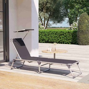 Espreguiçadeira de jardim com cobertura para o sol 55 x 193 x 31 cm Cinzento fumado