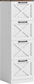 HOMCOM Móvel para Escritório com 4 Gavetas com Trilho Suspenso para A4 e Carta 40x40x131 cm Branco | Aosom Portugal