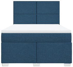 Cama com molas/colchão 140x200 cm tecido azul