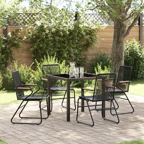 Conjunto de Jantar 5 Peças Jardim Preto Rattan PVC