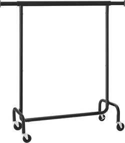 Cabideiro SONGMICS com rodas, cabideiro para roupas de alta resistência com haste extensível, capacidade de carga de 128 kg, 44,5 x (110 x 150 cm), preto fosco UHSR011B01
