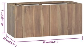 Armário de parede p/ casa de banho 90x39x40 cm teca maciça