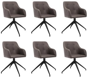 vidaXL Cadeiras de jantar giratórias 6 pcs tecido cinzento-acastanhado